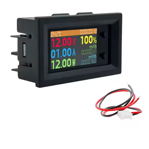 DC 0-200V 20A Digital Voltmeter 8in1 Multifunction Tester IPS LCD Voltage Current Power Energy Batte