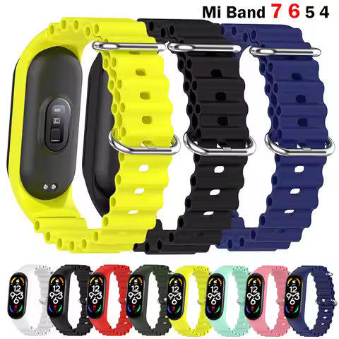 Strap For Xiaomi Mi Band 7 6 5 4 3 Smart Bracelet Sport Wrist Replacement Soft Silicone Ocean Strap 