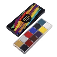 SKISOPGO สีเพ้นท์หน้า ชุดจิตรกรรม 12 สี  สีเพ้นท์หน้าปาร์ตี้แฟนซี ภาพวาดสีน้ำมันถาดสำหรับการแต่งหน้า