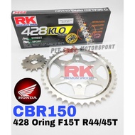 RK Sprocket Complete Set Honda CBR150 Rantai RK 428 KLO O-Ring Chain Gold F15T R44/45T Accessories M