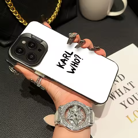 Word Karl Who Luxury Fashion Phone Case IMD Color Silver Shell For IPhone 16 15 14 13 12 11 Pro Max