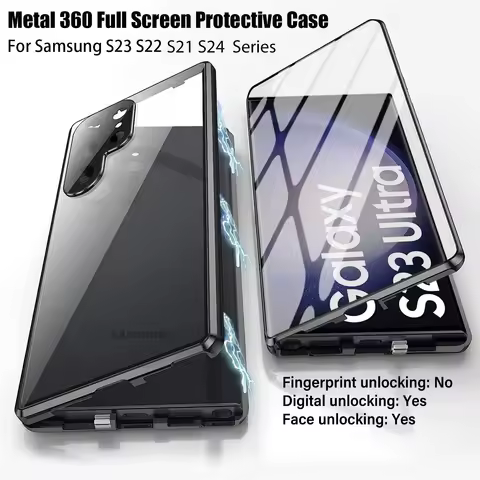 For Samsung Galaxy S24 S22 S23 Ultra Case Metal Alloy Magnetic 360° Full Surround Screen HD Anti Pee
