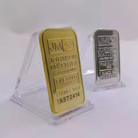 1/10 pcs 1 Ounce Troy JM Fine Silver 999 And Fine Gold 9999 Plated Bullion Bar Johnson Matthey Decor