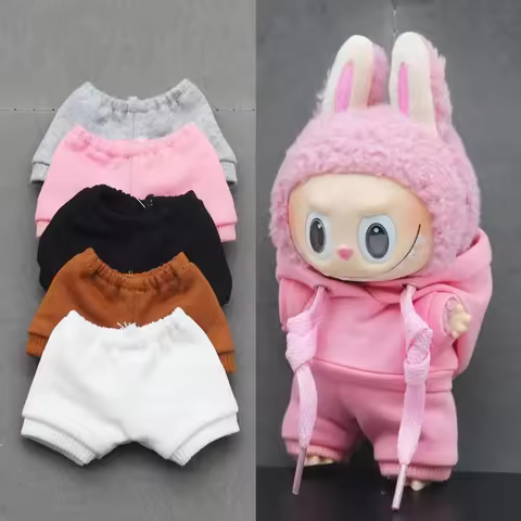 For 17 cm Ropa Labubu v1/v2/v3 casual shorts outfit pants Hoodies Dolls Sweater with hat Accessories