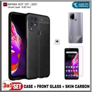 Case Infinix Hot 10T Soft Case Free Tempered Glass &amp; Garskin Carbon