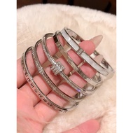 bangle gelang titanium Gelang keluli titanium perak wanita gelang cincin zirkon bermutu tinggi perhi