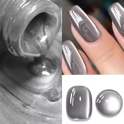 SHAKA 1pcs Grey Magnetic Cat Eye Gel Nail Polish 2026 Autumn New Whitening Versatile Grey Glass Bead