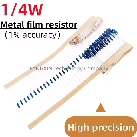100PCS,Metal Film Resistor 1/4W 1% 100K 220R 1K 1.5K 2.2K 4.7K 10K 22K 47K 100R 100 220 1K5 2K2 4K7-
