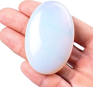 NUOTE White Opal Stone Palm Stone Crystal - Natural Chakra Reiki Polished Healing Thumbed Oval Pocke