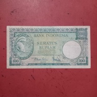 Uang kertas lama Indonesia Rp 100 tupai 1957 uang kuno TP22sd