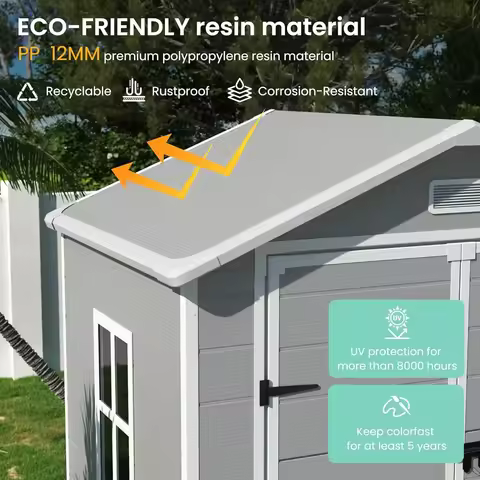 Hot salesOutdoor Resin Storage Shed 6x4.5 FT, Plastic Garden Shed for Bike, Garbage Can, Tool, Outsi