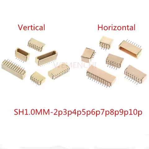 10Pcs JST SH1.0 SH 1.0mm Pitch 2/3/4/5/6/7/8/9/10 Pin Connector Horizontal / Vertical SMD DIP Pin He