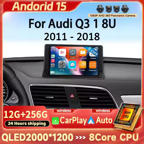For Audi Q3 1 8U 2011 - 2018 Android 16 2K QLED Car Radio Multimedia Video Player GPS Stereo CarPlay