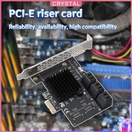 ✶Crystal✶【High Quality】 PCI Express 1X to SATA3.0 6 Port Riser PCI-E X1/X4/X8/X16 PCI-E Expansion Ca