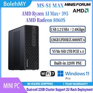 MINISFORUM MS-S1 MAX MINI PC AMD Ryzen AI Max+ 395 LPDDR5X 2U Rack Deployment Enterprise Workstation