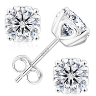 KRKC&CO Moissanite Earrings Diamond Studs Lab Created 14K White Gold Plated 925 Sterling Silver Earr