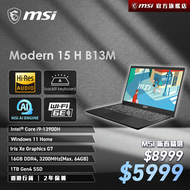 MSI - [ 超值 i9 文書機款 ] Modern 15 H ( i9 /16GB /1TB /15.6" FHD ) 手提電腦