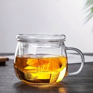 1 Set Glass Tea Cup With Infuser And Lid, 380ml/12.85oz Glass Tea Cup With Filter For Lemon Juice, W