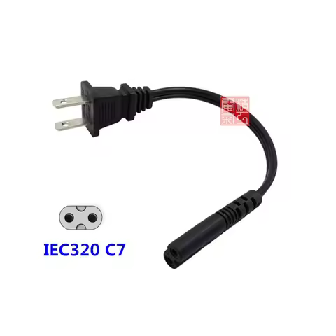 NEMA 1-15P 2pin male plug to IEC 320 C7 IEC320 short AC Power cable cord 20CM For AC Adapter Laptop 