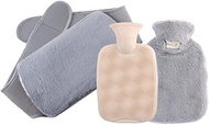 GEEKHOM Hot Water Bottle with Belt and Soft Cover, 3 Pieces Hot Water Bottle Belt, 1 Litre Bed Bottl