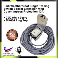 IP66 Weatherproof Single Trailing Switch Socket Extension With Cover Ingress Protection 13A 250V DIY