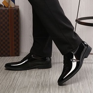 Leather Men's Business Dress Shoes รองเท้าหนังชาย รองเท้าคัชชู พื้นเย็บ สีดำ