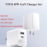 Vivo 45W Dual-Port GaN Charger Set FlashCharge for iPhone 15 16 Promax  X50 x60 x70 s9 s10 s12 COD