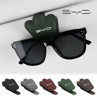 Car Sunshade Glasses Clip Soft Leather Car Card Tickets Magnetic Holder for BYD Atto 3 Yuan Plus F3 