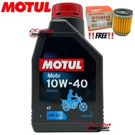 MOTUL ENGINE OIL 4T 1L MINERAL 10W40 API SJ🎁FREE OIL FILTER ORI LC135🎁MINYA HITAM MOTUL 100% ORIGINA