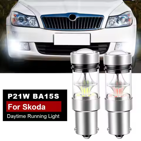 2PCS For Skoda Superb MK2 Octavia 2 A5 FL 2010-2013 LED Daytime Running Light DRL Bulb Lamp P21W BA1