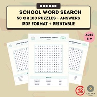 [PDF] School Word Search for Kids | Printable Educational Puzzle Worksheets