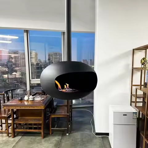 Suspended real flame fireplace ceiling embedded home decoration ethanol fireplace flueless wall moun
