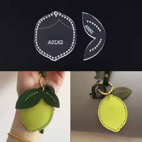 2pcs/set Acrylic Stencil Template DIY Leather Handmade Craft Cartoon Lemon Keychain Pendant Sewing P
