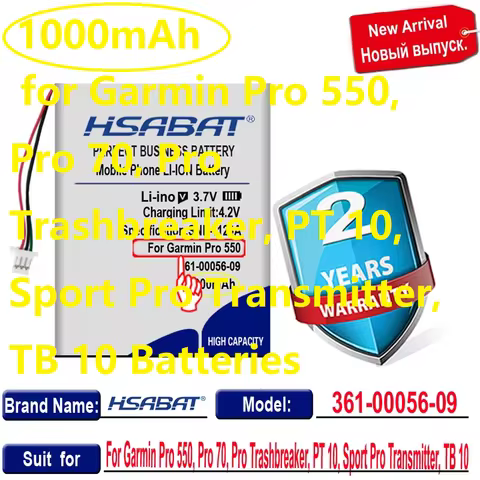 Top Brand 100% 361-00056-09 Battery for Garmin Pro 550, Pro 70, Pro Trashbreaker, PT 10, Sport Pro T