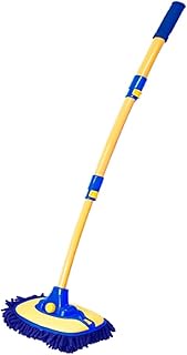DOFFO Rotating Car Wash Mop Cleaning Brush Adjustable Telescopic Long Handle Mop Curved Rod Soft Wash Brush Car Washer Cleaning Tools (Color : 1 bluse brush)