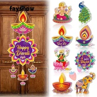 FAYSHOWSG Diwali Hanging Ornament, Paper DIY Diwali Door Hanging Pendants, Fashion Happy Diwali Deep