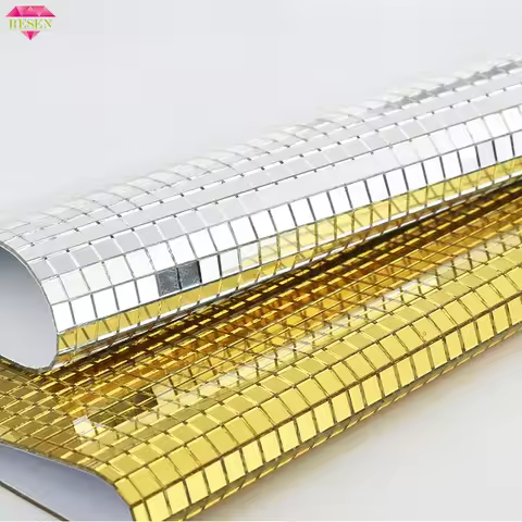 RESEN 30x30cm Glass Mosaic Self-Adhesive Sliver Square Mirror Mosaic Tiles For DIY Handmade Decorati