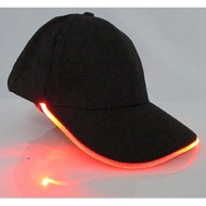 khoonleng88 LED Light Glow Club Party Sports Athletic Black Fabric Travel Hat Cap Red Light