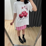 GANNI  24Early Autumn New Design Letter Cherry Vintage Print Round Neck Loose Cotton Short Sleeve T 