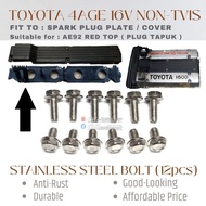 Toyota 4AGE RED TOP 16V Non TVIS Stainless Steel Bolt 12pcs/set For Spark Cable Plug Plastic Cover and Cover Plate