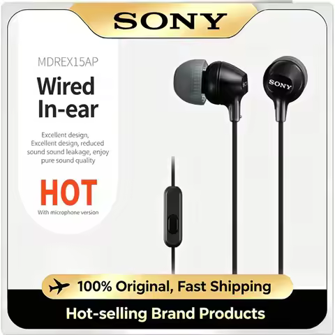 NEW Sony MDR-EX15AP Wired In-ear Headphones with Mic,3.5mm Jack,Hands-free Call,HiFi Stereo Sound Ea