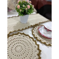 vintange tablecloth crochet alas meja kait handmade