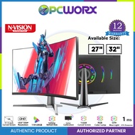 Nvision 27" / 32" 165Hz Gaming Monitor Curved Frameless Full Hd 1Ms Rgb Gaming Monitor