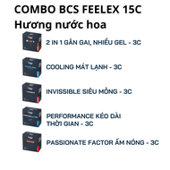 Combo 5 hộp bao cao su Feelex siêu mỏng nhiều gel bôi trơn - 15 chiếc bcs