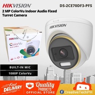 HIKVISION CCTV Camera  2MP ColorVu  Indoor Audio  Fixed Turrent Camera (Built-in Mic)  DS-2CE70DF3-PFS