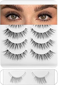 Frihappy False Eyelashes Wispy Natural Look Lashes 5 Pairs Soft Faux Mink Lashes 3D 6D Volume Fluffy
