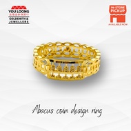 Youloong Cincin Sempoa Coin EMAS916/ Rectangle shaped abacus coin ring 916GOLD