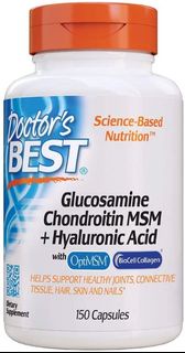 Doctor's Best 葡萄糖胺軟骨素, MSM+透明質酸 150粒素食膠囊 Glucosamine