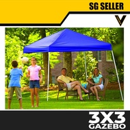 [SG SELLER] 3x3M Gazebo Canopy Tent Heavy Duty Canvas Foldable Retractable Cover Waterproof Steel St
