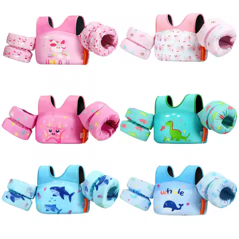 Kids Life Vest Children's Swimming Arm Float Whistle Child Lifejacket Swimsuit Foam Safety Swimming 